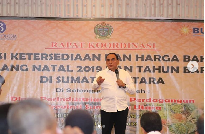 Gubernur Sumut Edy Rahmayadi membuka acara Rapat Koordinasi dan Identifikasi Harga Bahan Pokok Menjelang Natal 2019 dan Tahun Baru 2020